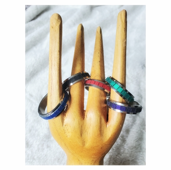 Lot of 5 steel colorful rings - Picture 2 of 11